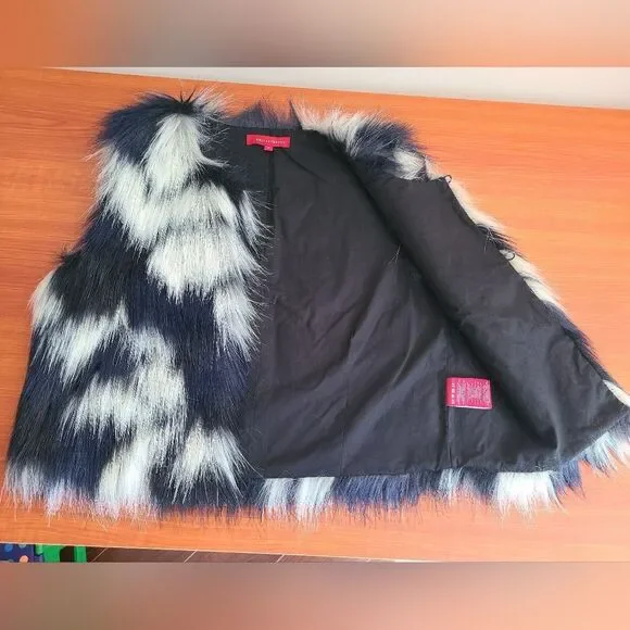 NEW Philanthropy Faux Fur Jacket Vest Gilet sz SMALL Luxury Old Money Clubkid - Picture 6 of 6